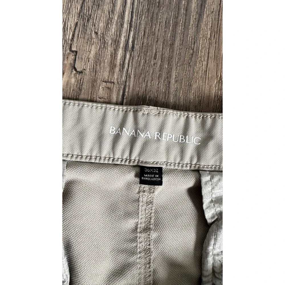 Banana Republic Mens Tan Performance Tech Trousers Pants 36x32 Slim Straight